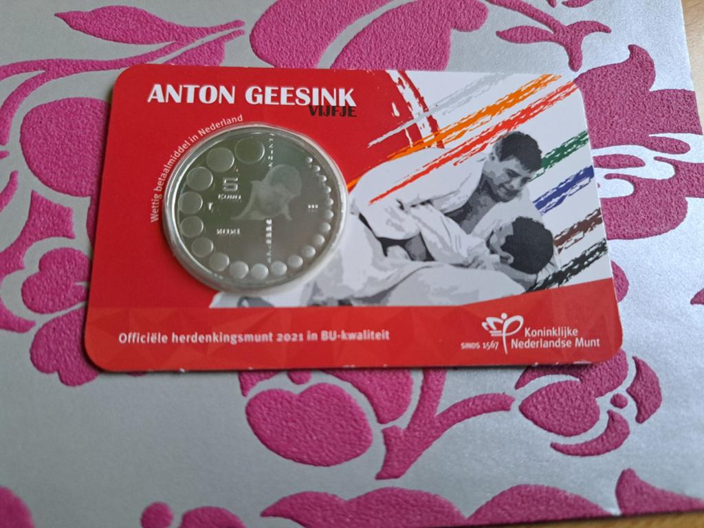 5 euro coincard Anton Geesink Vijfje 2021, Ophalen of Verzenden, Euro's