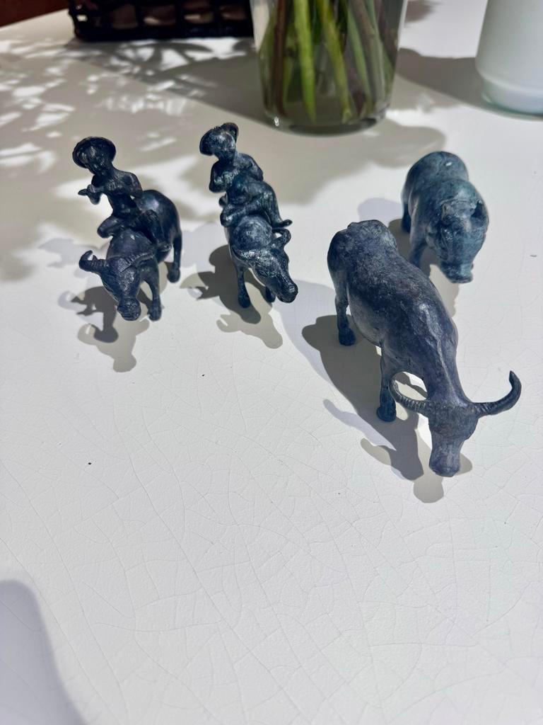 Set van 4 bronzen beeldjes, Antiek en Kunst, Kunst | Beelden en Houtsnijwerken, Ophalen of Verzenden