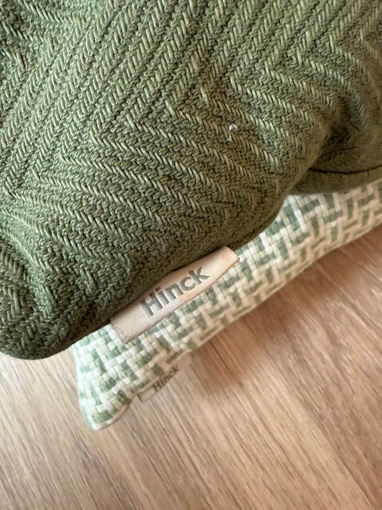 Hinck Design kussens - 2 stuks - 30x50cm, Ophalen of Verzenden, Zo goed als nieuw, Groen, Rechthoekig