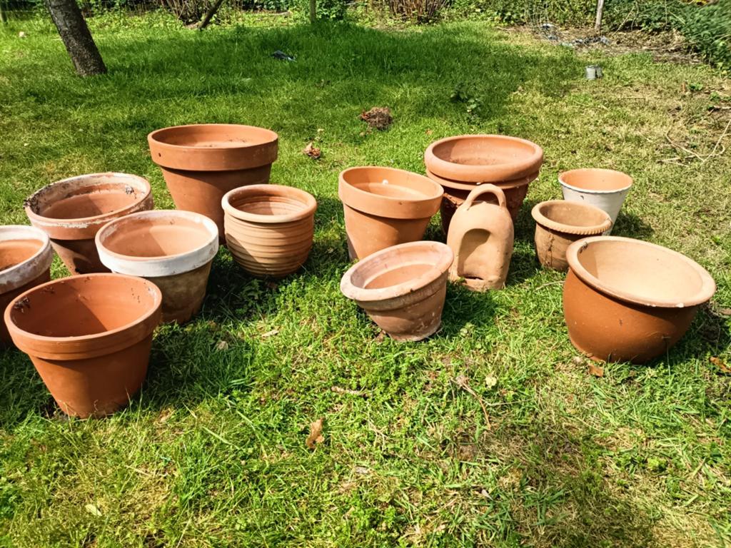 Terracotta potten aardewerk, Tuin en Terras, Ophalen, Rond, Minder dan 25 cm, Minder dan 40 cm