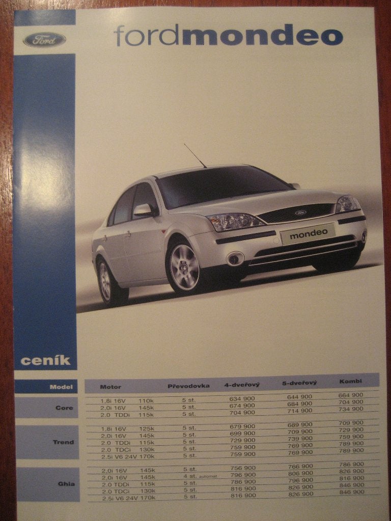 Ford Mondeo cenik (Tsjechische prijslijst), Ophalen of Verzenden, Nieuw, Ford