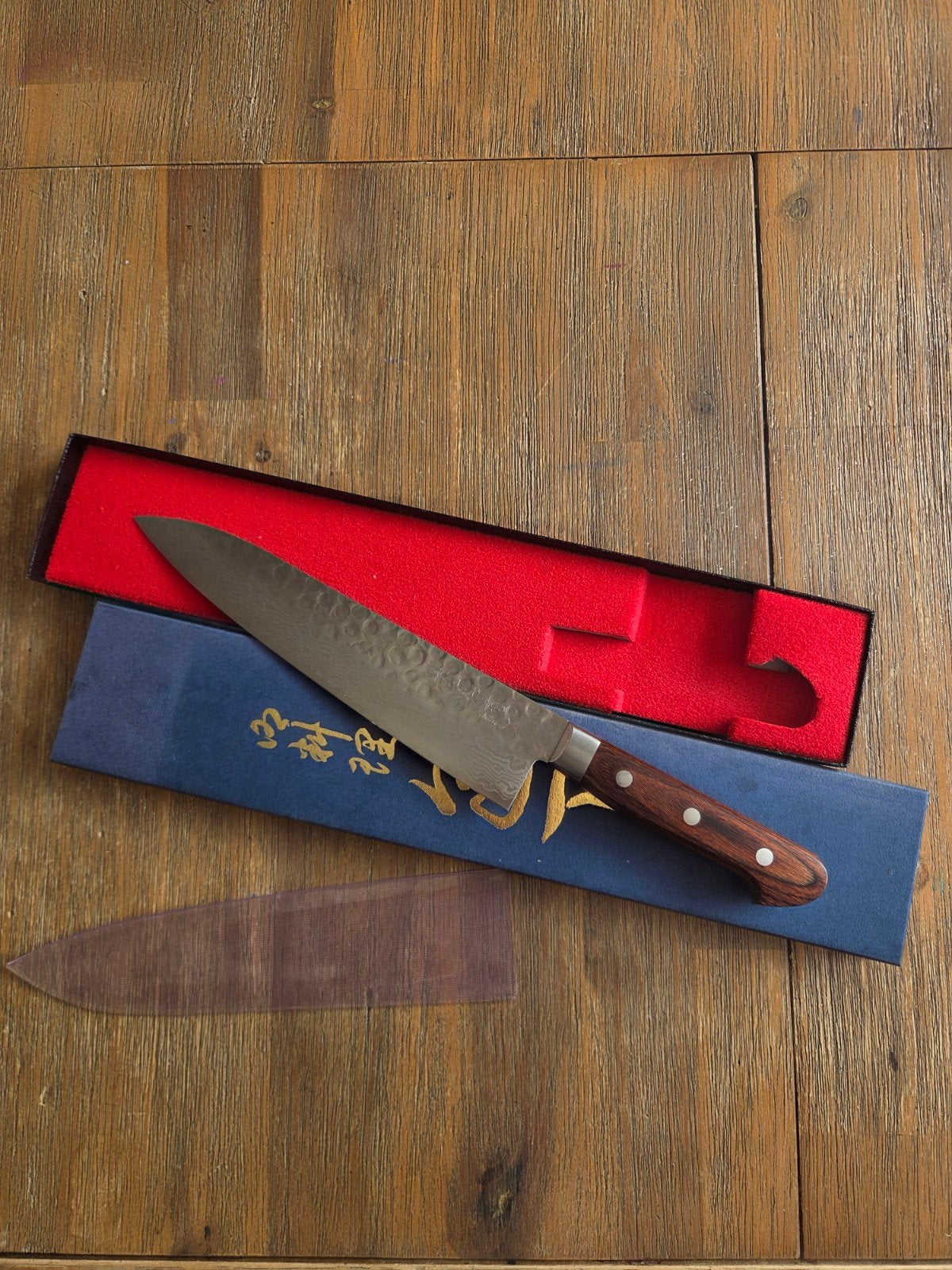Japans koksmes Gyuto 210mm, Ophalen of Verzenden, Zo goed als nieuw, Rvs of Chroom, Los bestek