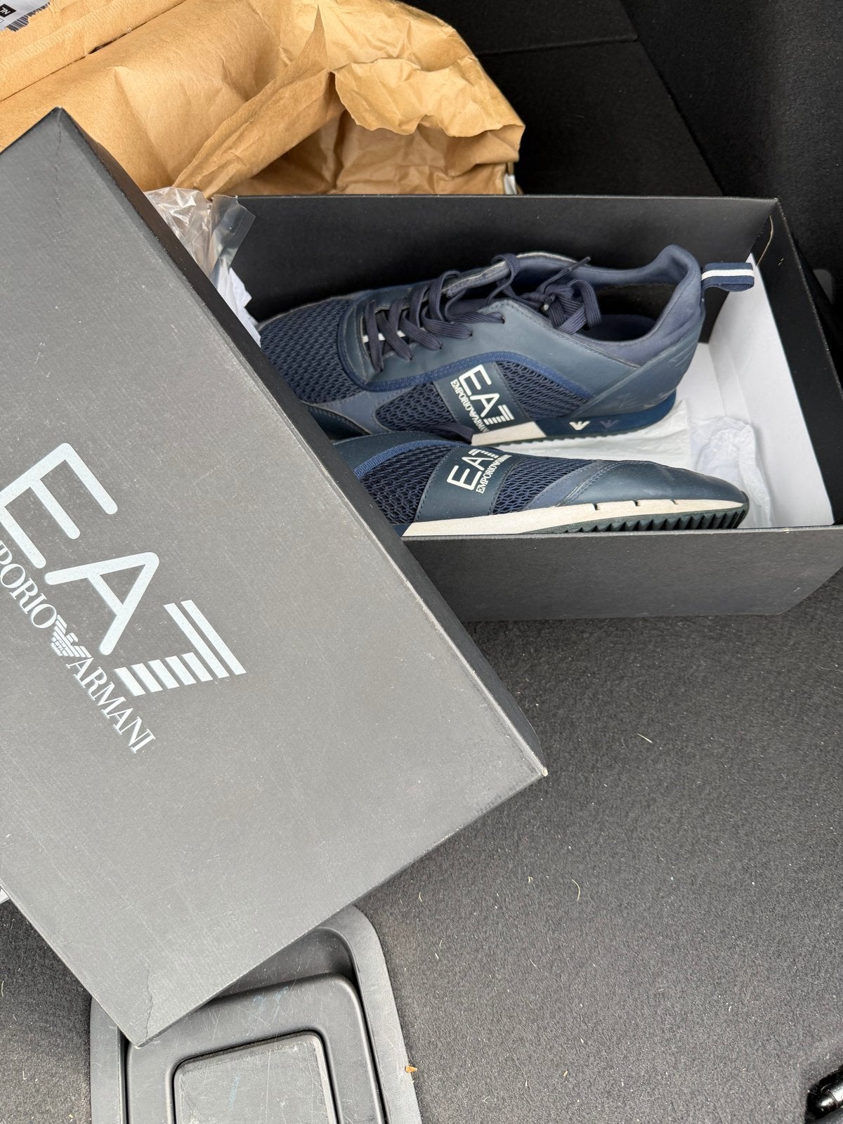 EA7 Emporio Armani Sneakers Maat 45 1/3 - Navy/Wit, Ophalen, Gedragen, Blauw, Sneakers of Gympen