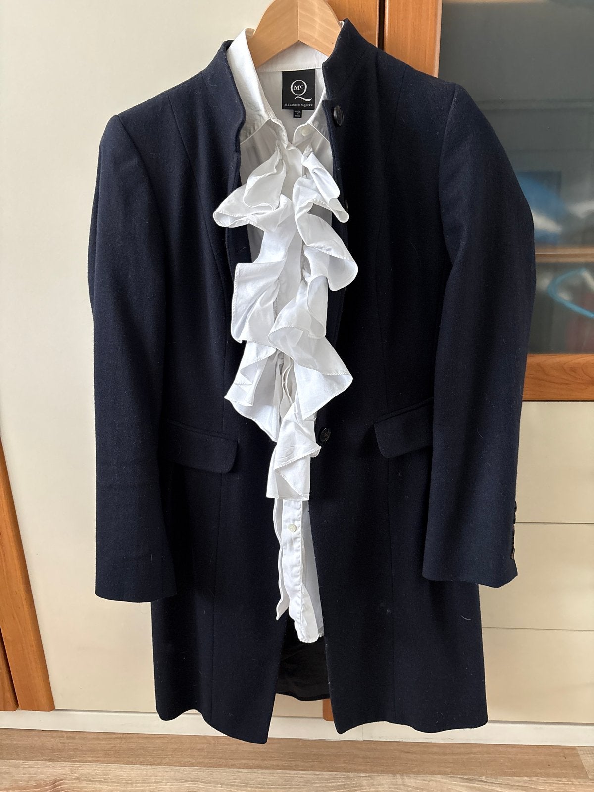 Lange donkerblauwe blazer van Far Hills (maat 38), Kleding | Dames, Ophalen of Verzenden, Gedragen, Maat 38/40 (M), Blauw