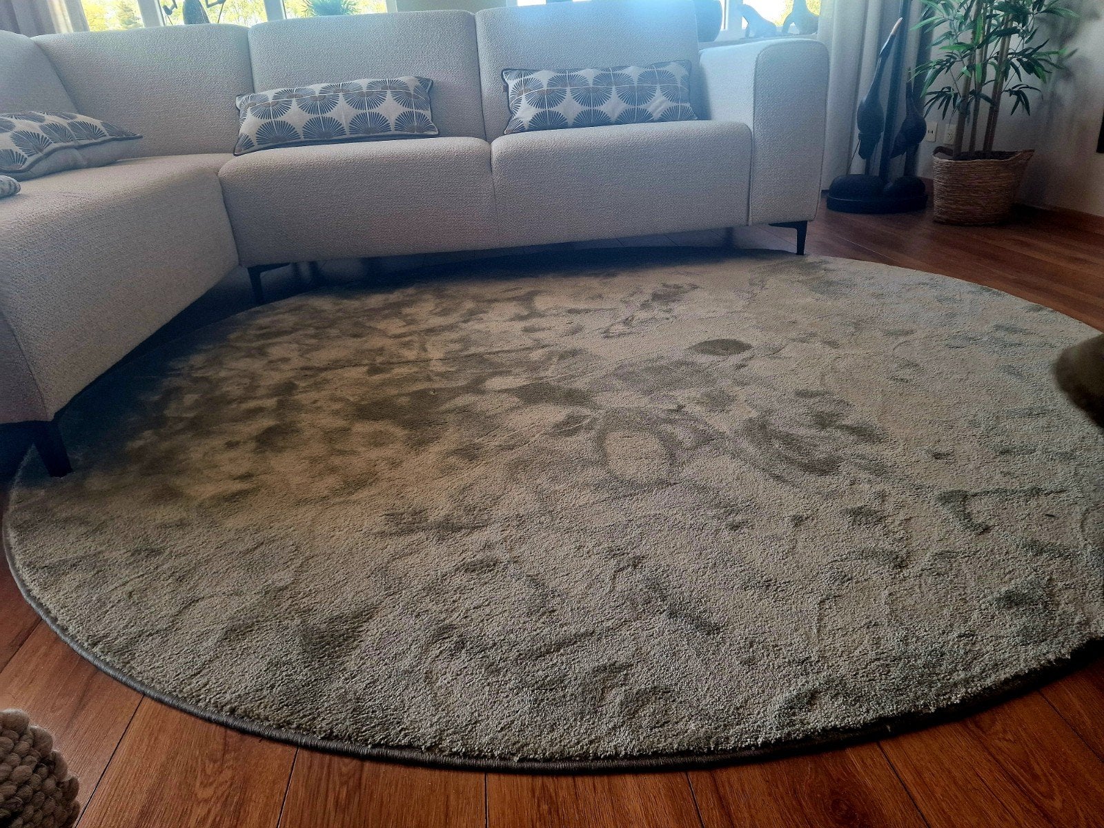 Vloerkleed smaragd Rond 250, Ophalen, Zo goed als nieuw, Groen, Tapijt