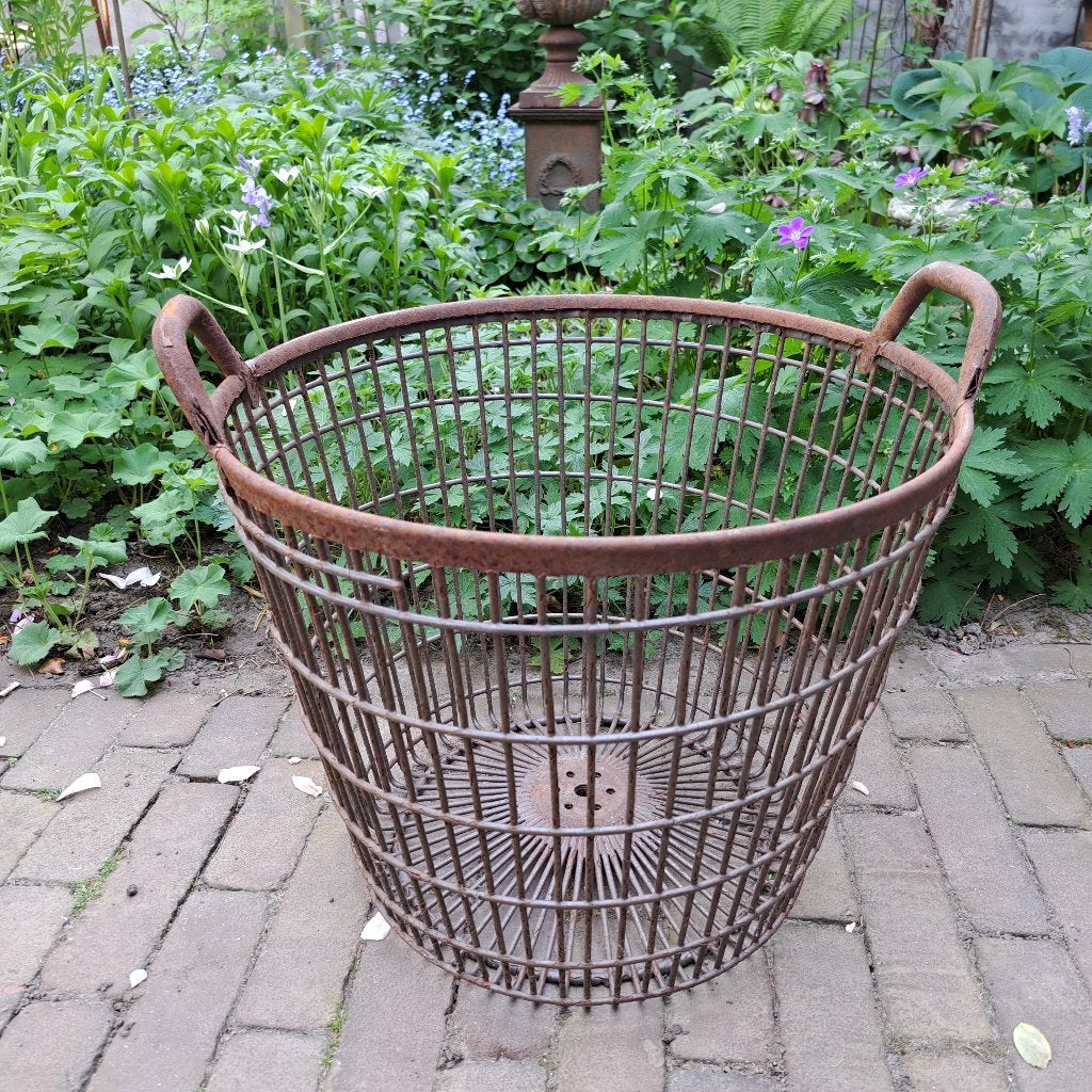 Oude brocante aardappelmand draadmand mand roest *Etage3*, Gebruikt, ., Ophalen of Verzenden, .