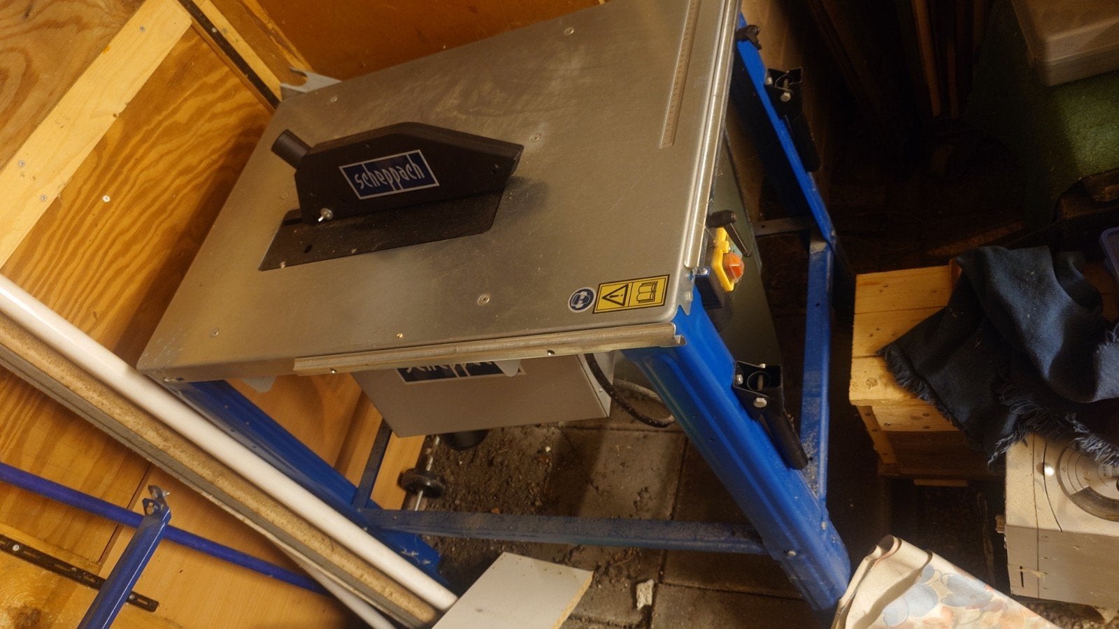 Scheppach HS120o Tafelzaag met zijtafel - Nieuwstaat, Ophalen, Cirkelzaag, Nieuw, 1200 watt of meer