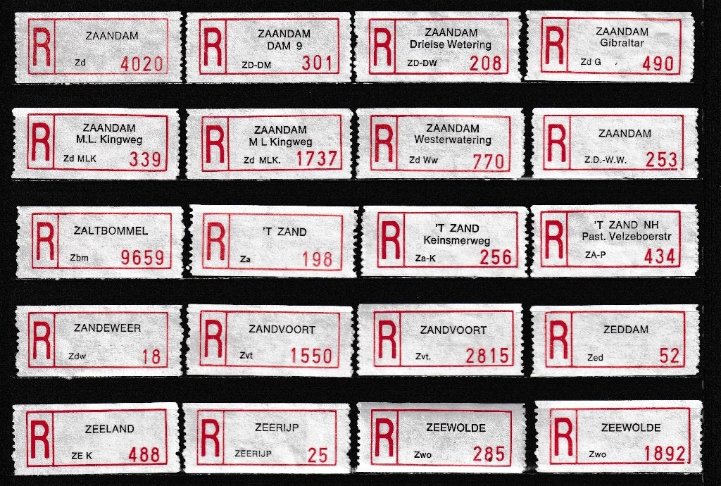 112 Aantekenstrookjes, Type 90, Letter Z, Verzenden, Na 1940, Gestempeld