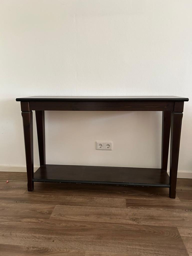 Donkerbruine houten sidetable - 120x36x75 cm, Ophalen, Gebruikt, 100 tot 150 cm, Overige houtsoorten