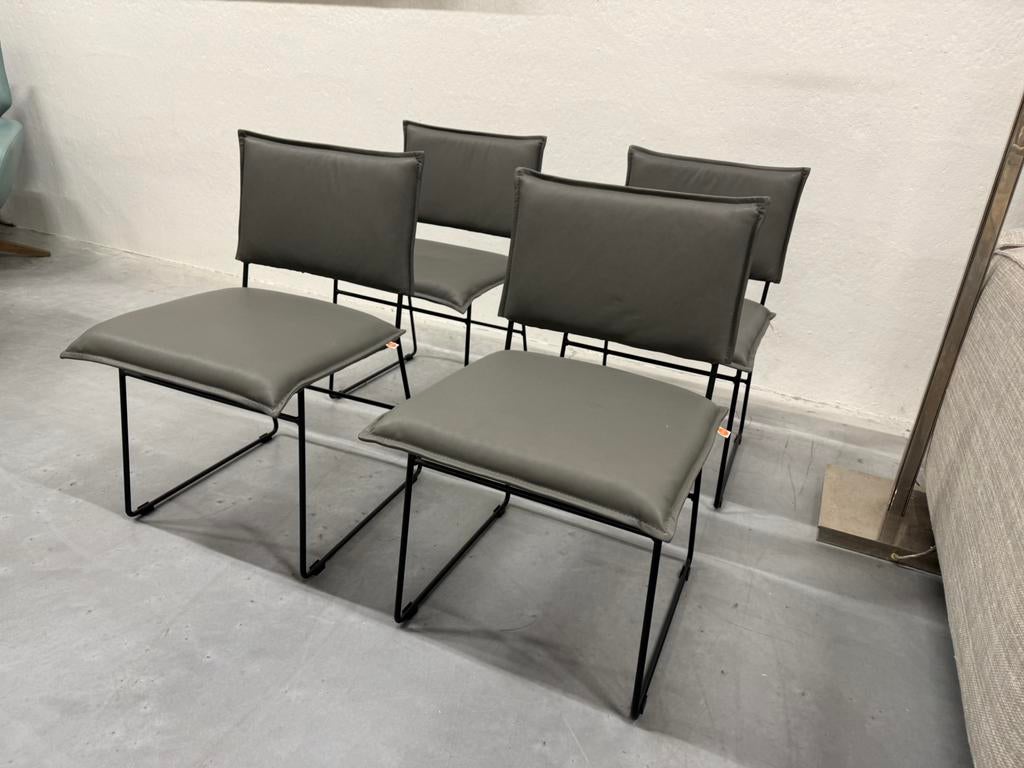 4 Nieuw Jess Design Norman eetkamerstoel Grijs leer Stoel, Nieuw, Leer, Ophalen of Verzenden, Vier