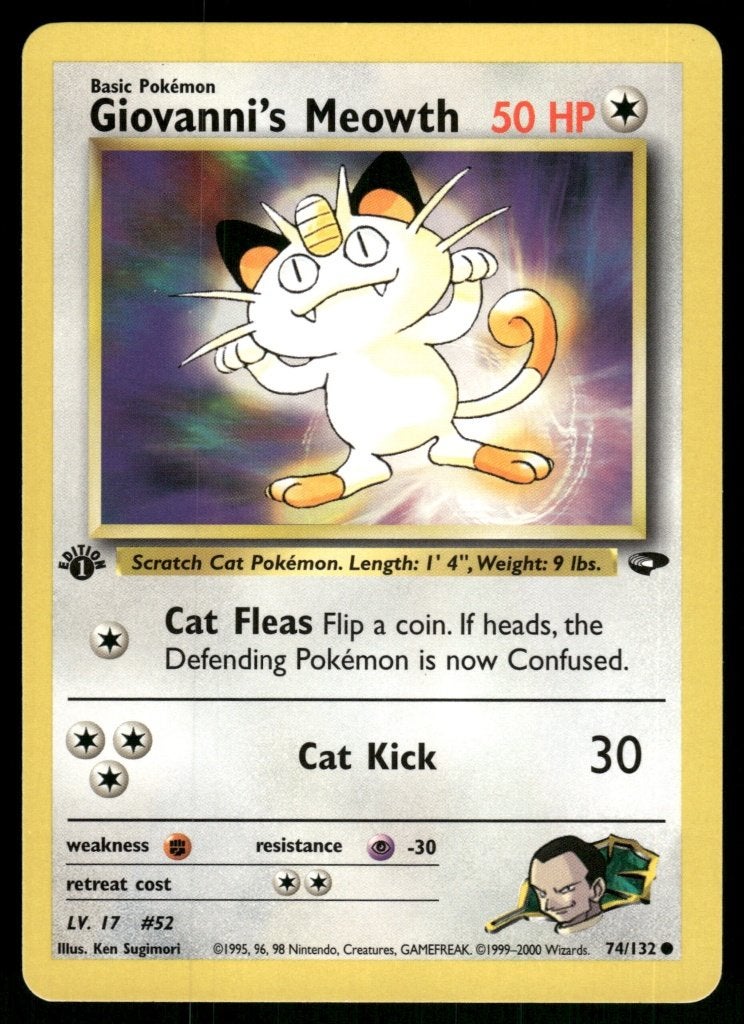 Giovanni's Meowth 74/132 - Gym Challenge (1st editon), Verzenden, Gebruikt