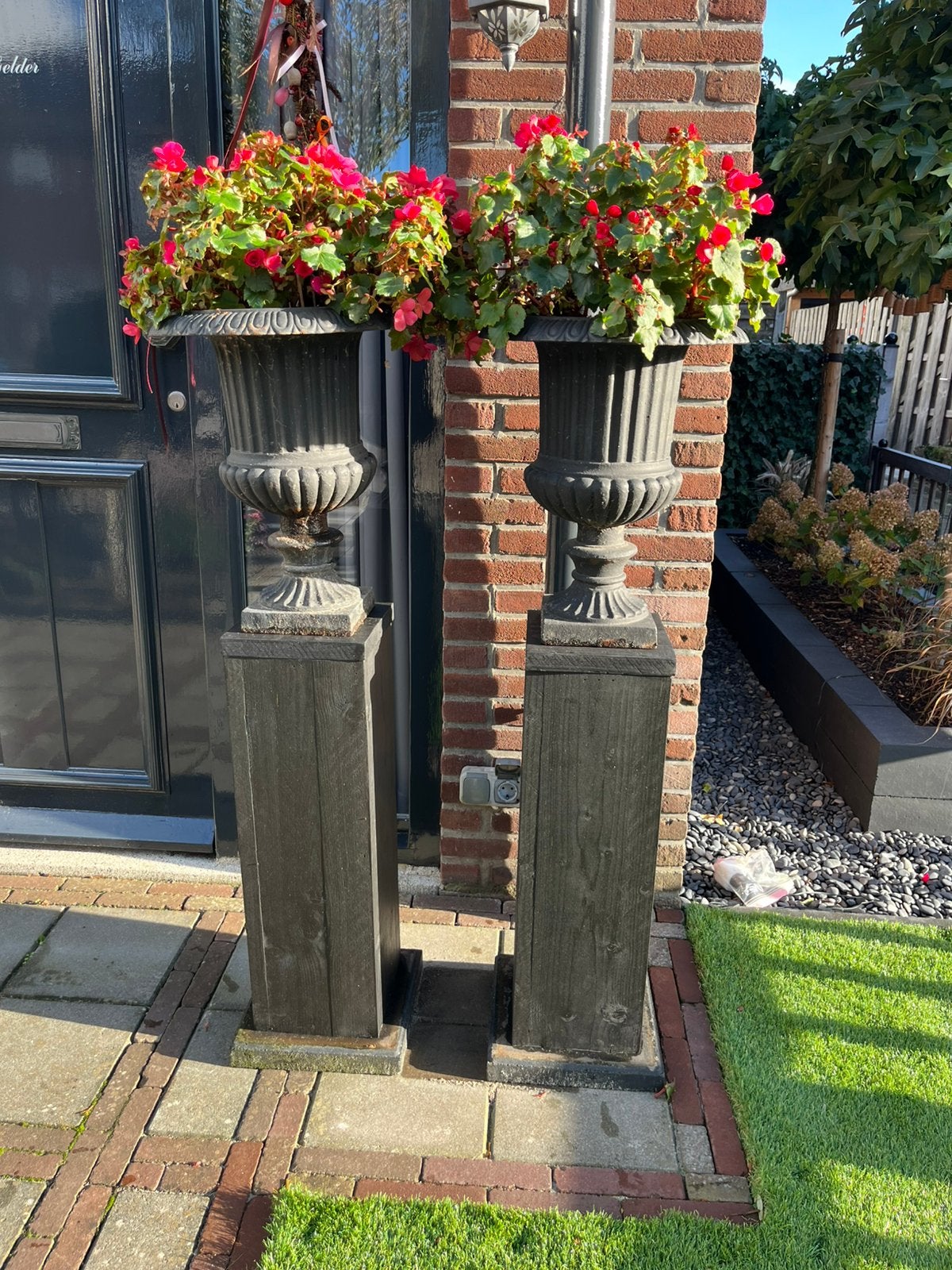 2x Zuil van steigerhout zwart 73x22x22, Huis en Inrichting, Ophalen, Nieuw