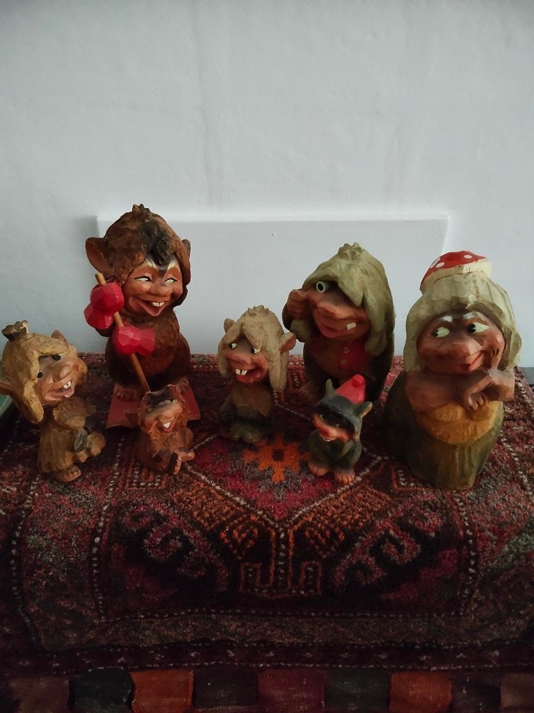originele vintage houten trollen uit Noorwegen, Ophalen of Verzenden, Gebruikt