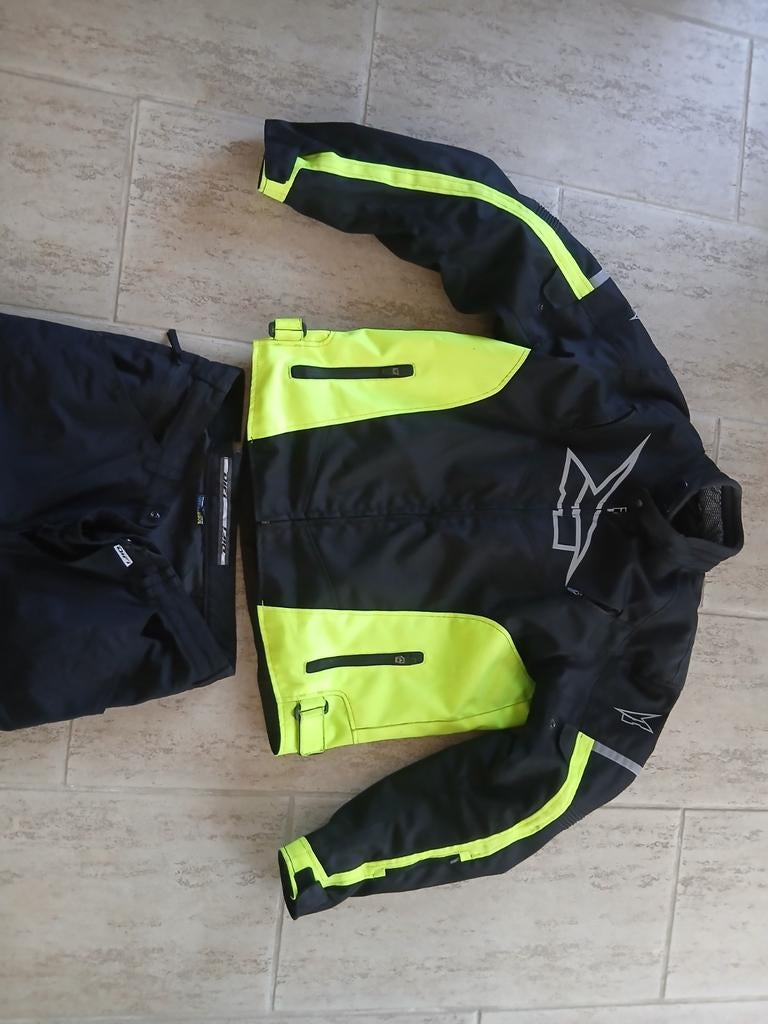 Motorpak textiel: jas en broek (zwart/geel), Ophalen, Tweedehands, Heren, Combipak