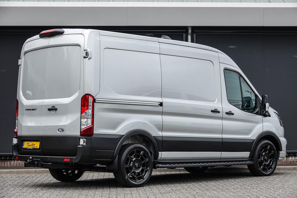 Ford Transit L2H2 | 130Pk A8 Aut. | Raptor Edition | 2x Schu, Auto's, Bestelauto's, Stof, Zwart, 4 cilinders, Navigatiesysteem