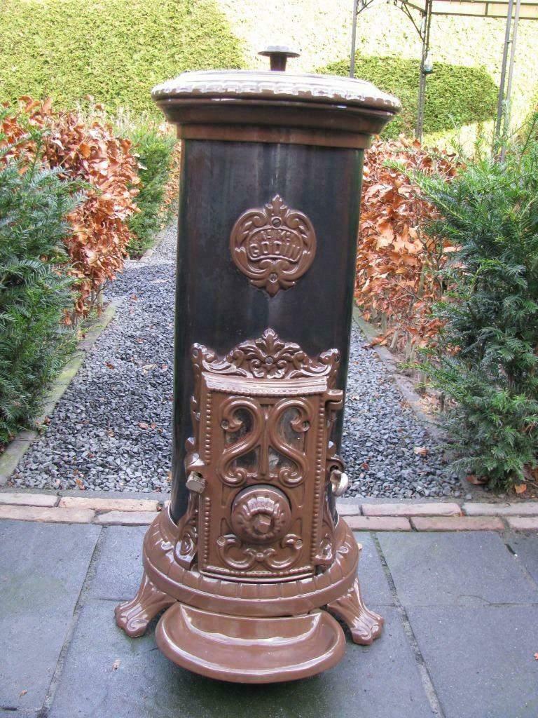 Prachtige nette Godin houtkachel/kolen allesbrander 5KW, Ophalen, Zo goed als nieuw, Bruin, Brocante