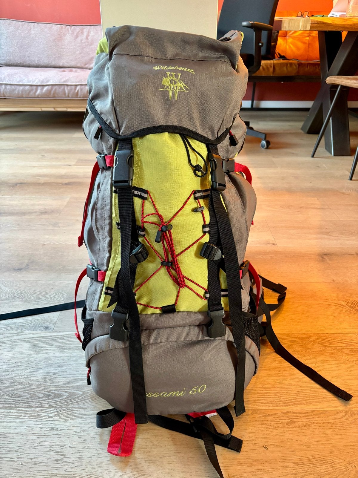 Wildebeast Sessami 50 Trekking rugzak backback- Grijs/Geel, Ophalen, Gebruikt, Overige merken, Trekking