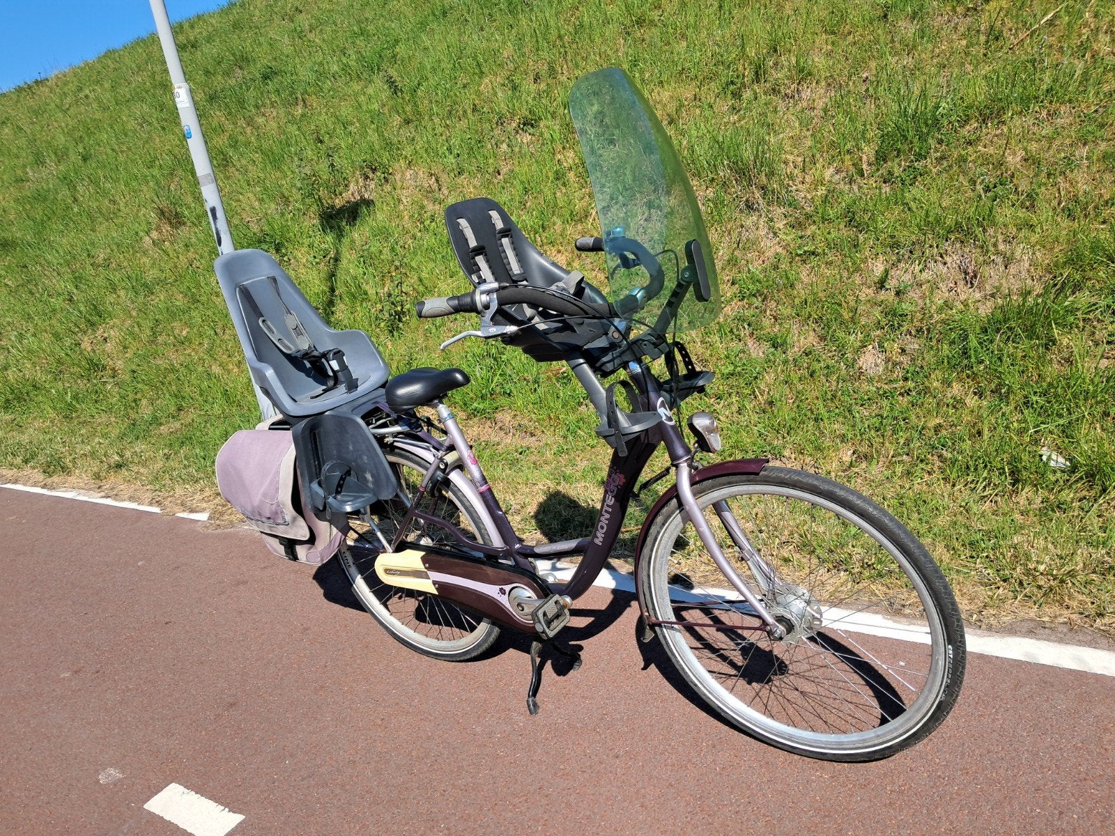 MOEDERFIETS compleet met kinderzitjes, 2 zitjes, 53 tot 56 cm, Buggydrager, Zo goed als nieuw