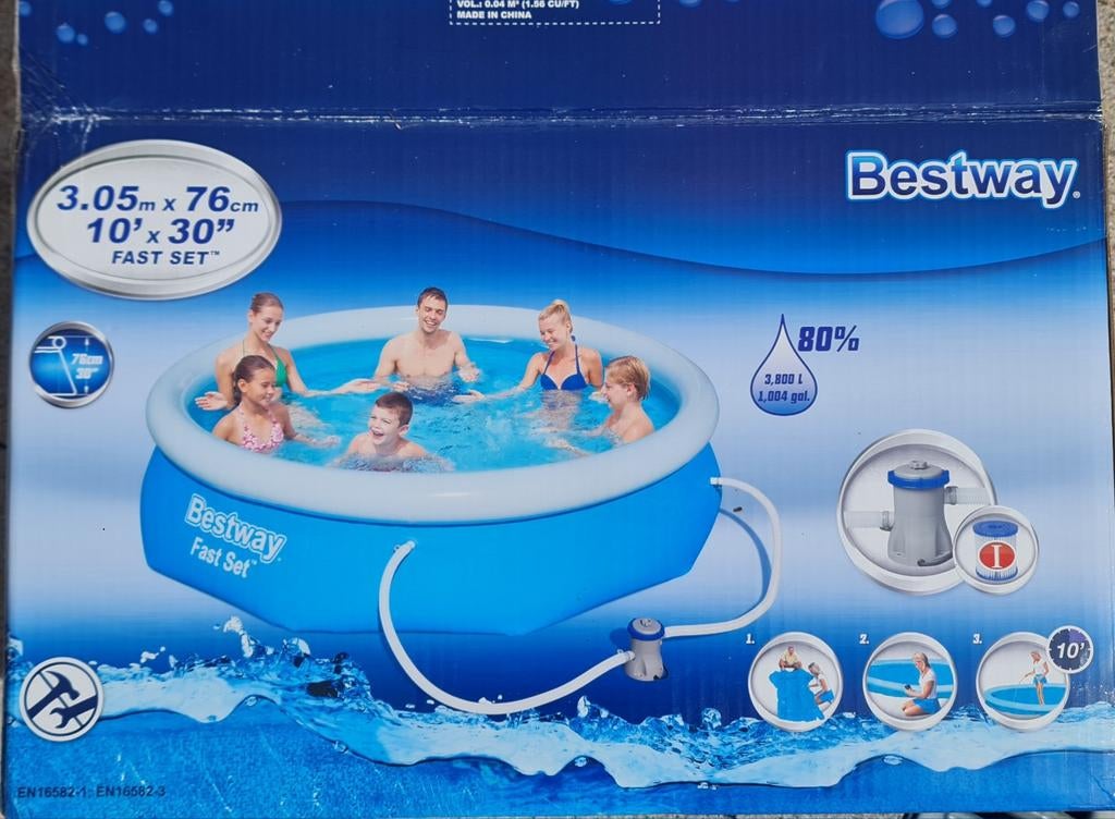 Bestway Fast Set Opzetzwembad 3.05m x 76cm, Tuin en Terras, Zwembaden, Gebruikt, Opzetzwembad, Minder dan 80 cm, 200 tot 400 cm