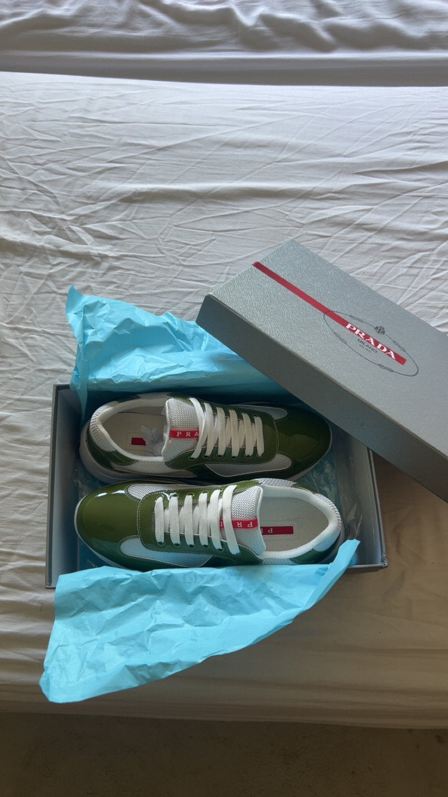 Prada cups Olijf groen Designer schoen., Kleding | Heren, Schoenen, Overige kleuren, Overige typen, Nieuw, Ophalen of Verzenden
