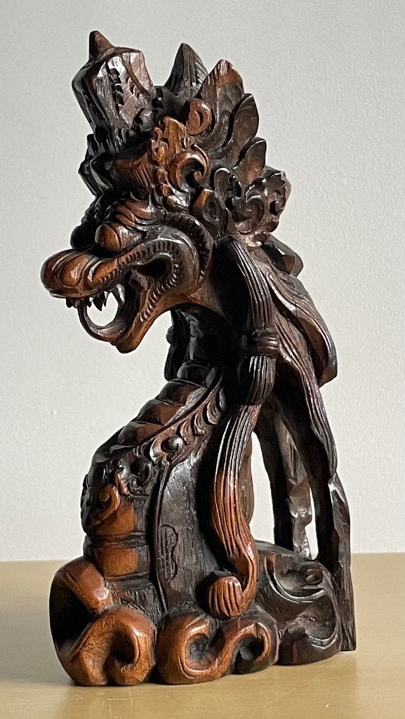 Balinese naga draak houtsnijwerk Bali coromandelhout, Antiek en Kunst, Overige onderwerpen, Houtsnijwerk, Minder dan 20 cm, Verzenden