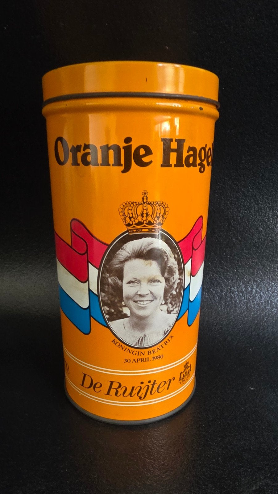 Vintage De Ruijter Oranje Hage blikken (Juliana & Beatrix), Ophalen of Verzenden, Gebruikt, Nederland, Overige typen