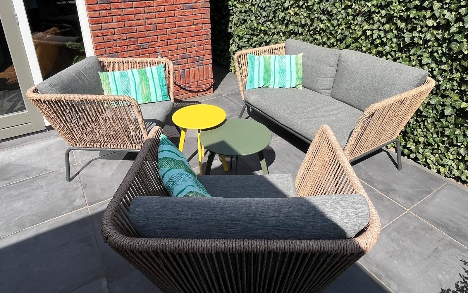 Luxe Wicker Loungeset met 2 Fauteuils en Bank, Ophalen, 4 zitplaatsen, Zo goed als nieuw, Loungeset