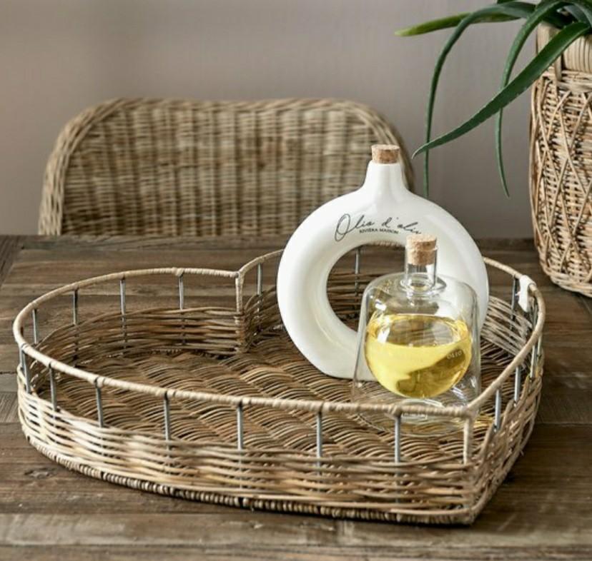 Riviera maison rustic rattan heart tray 35%, Ophalen, Nieuw, Rond, Overige materialen