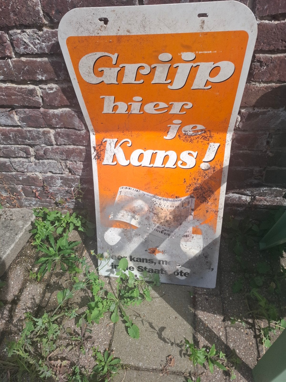 Origineel vintage Staatsloterij reclamebord – Loterij van de, Ophalen of Verzenden