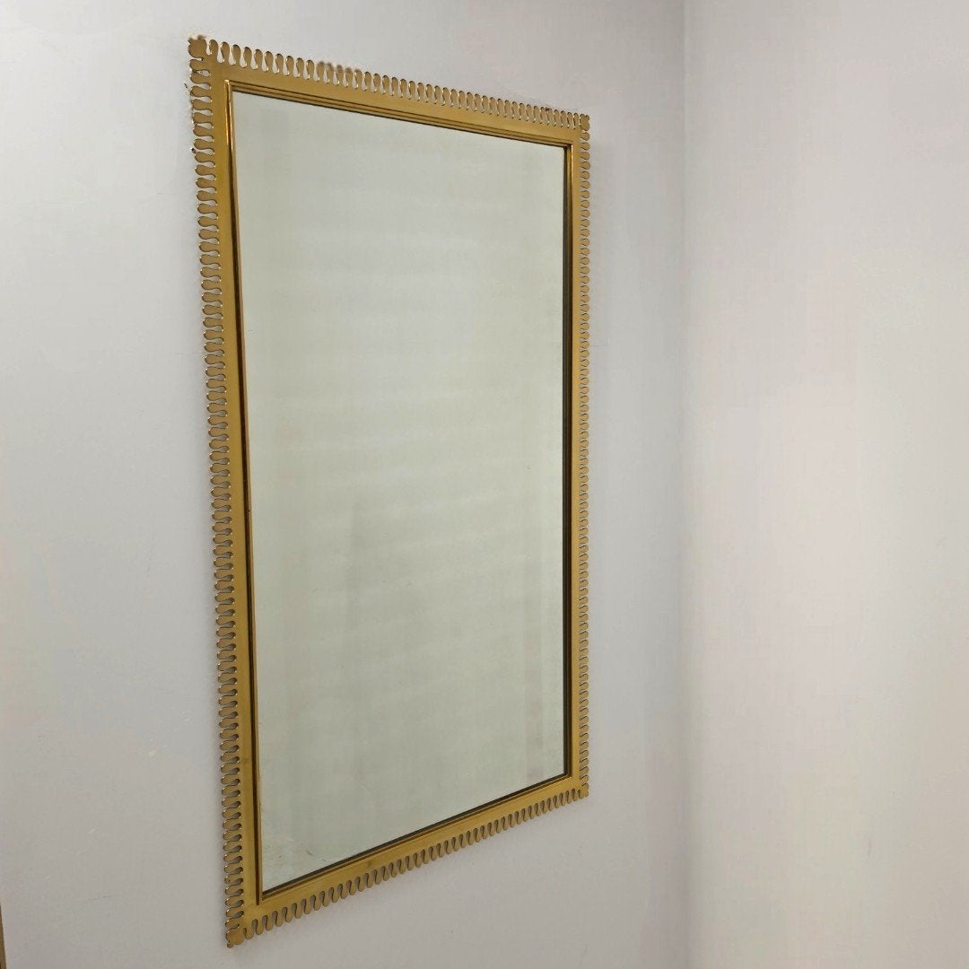 Felix Diller Messing Spiegel 70x115 Jaren 60/70 XL, Ophalen, Gebruikt, Rechthoekig, Minder dan 100 cm
