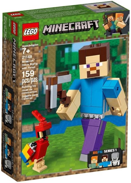 Lego Minecraft set 21148 BigFig Steve met papegaai