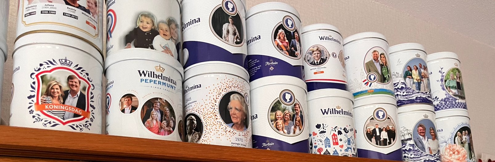 Grote verzameling Wilhelmina pepermunt blikken, Ophalen, Zo goed als nieuw, Overige