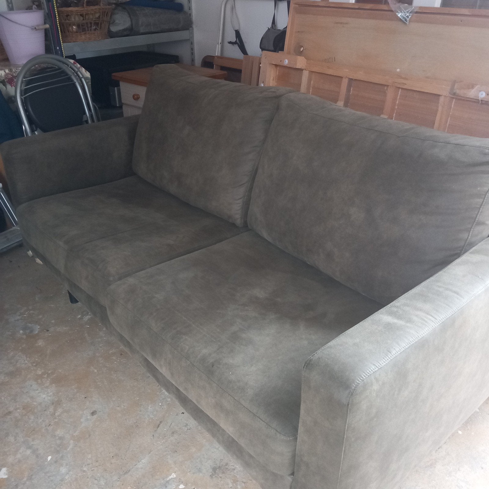 groen bankje, Huis en Inrichting, Banken | Sofa's en Chaises Longues, Ophalen, 75 tot 100 cm, Tweepersoons, 150 tot 200 cm
