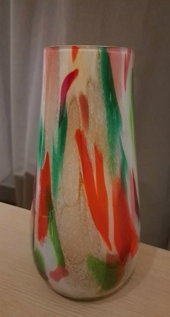 Fidrio Gloriosa glazen vaas Mixed Colours 29cm als nieuw, Ophalen, 29 cm, Handgemaakt, Meerkleurig