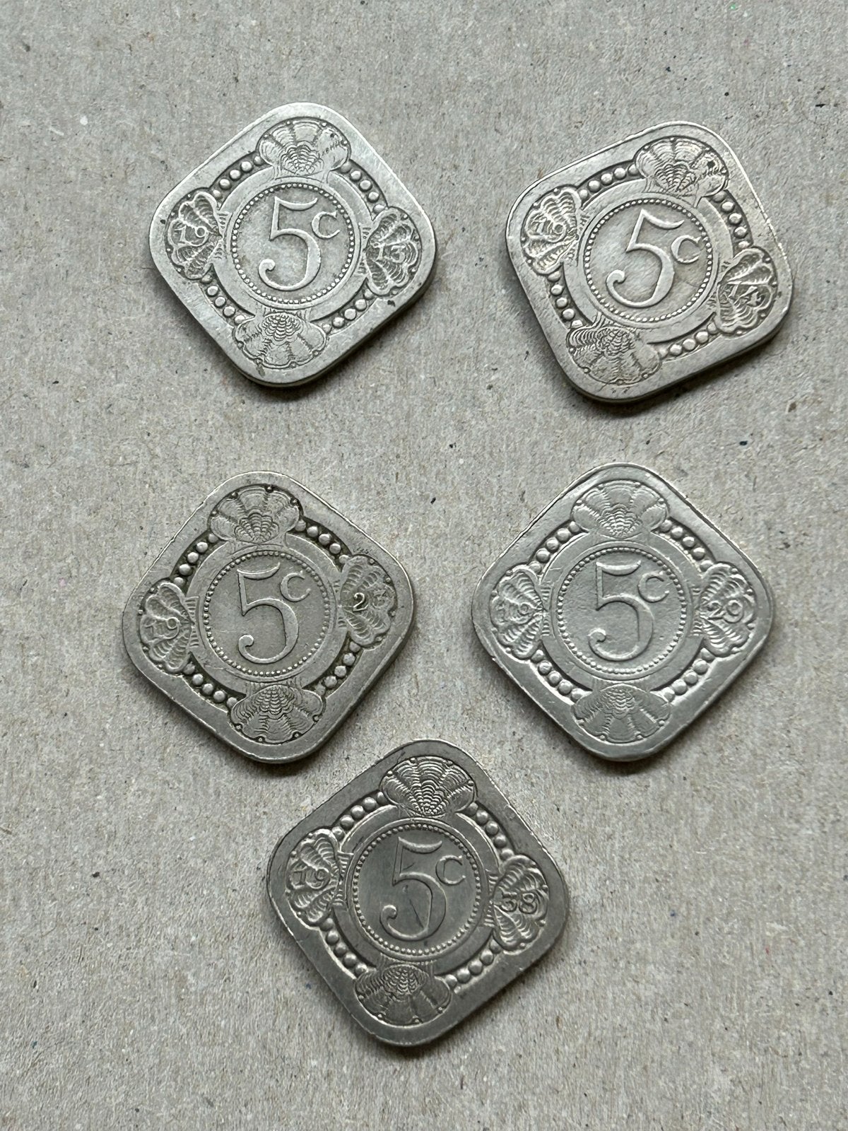 Set van 5 nikkelen 5-cent munten (1913-1938), Ophalen of Verzenden, Koningin Wilhelmina, 5 cent, Setje