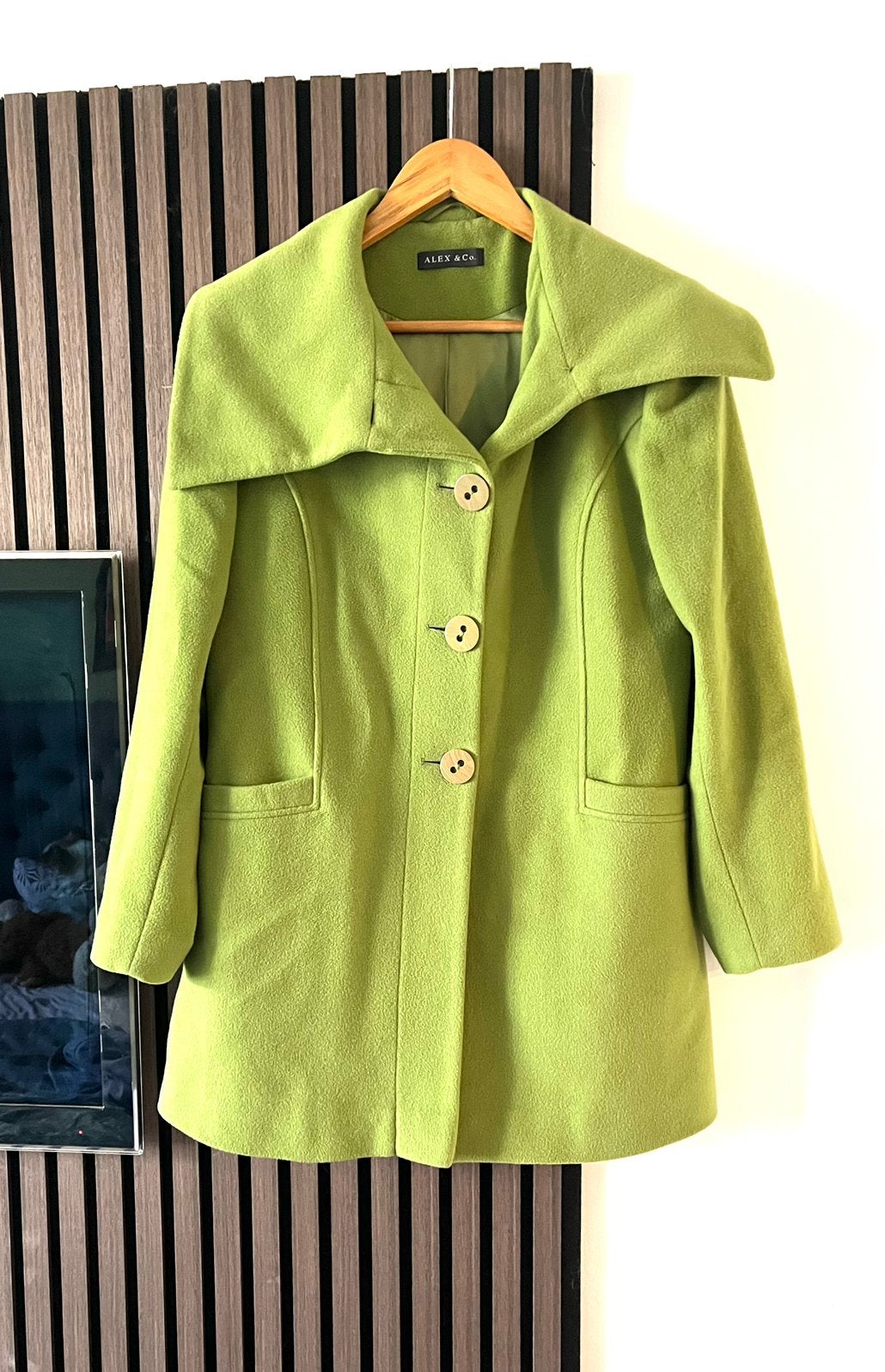 ALEX&Co groene wollen kasjmier jas | Size 36, Verzenden, Zo goed als nieuw, Maat 36 (S), Groen