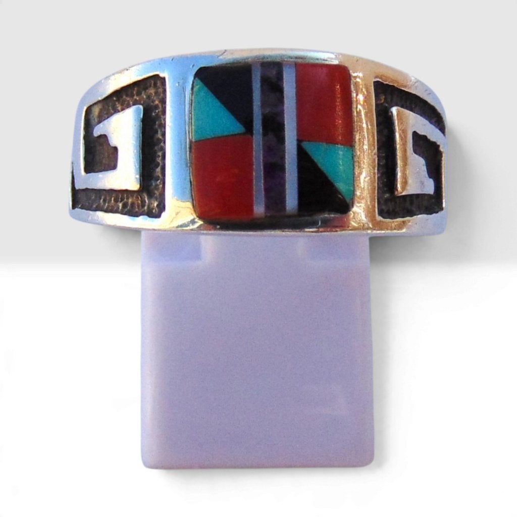 Prachtige NAVAJO zilver multi edelsteen inleg ring M19/19,5!, Verzenden, 19 tot 20, Zo goed als nieuw, X