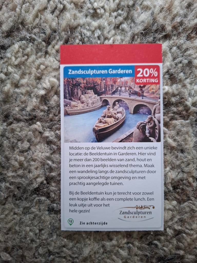 Zandsculpturen Garderen 20% korting, Tickets en Kaartjes, Drie personen of meer, Kortingsbon, Overige typen