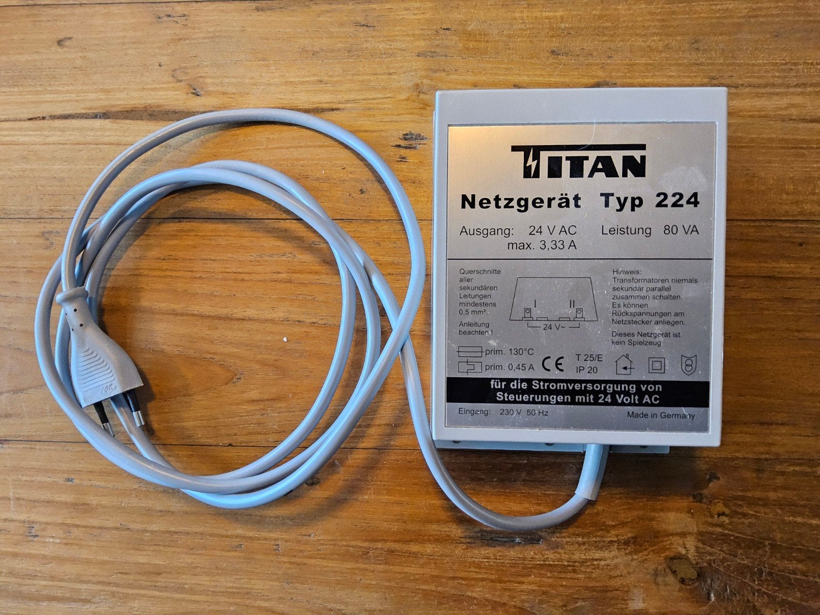 TITAN Netvoeding Type 224 - 24V AC, 80 VA, Hobby en Vrije tijd, Ophalen of Verzenden, Gebruikt, Overige merken