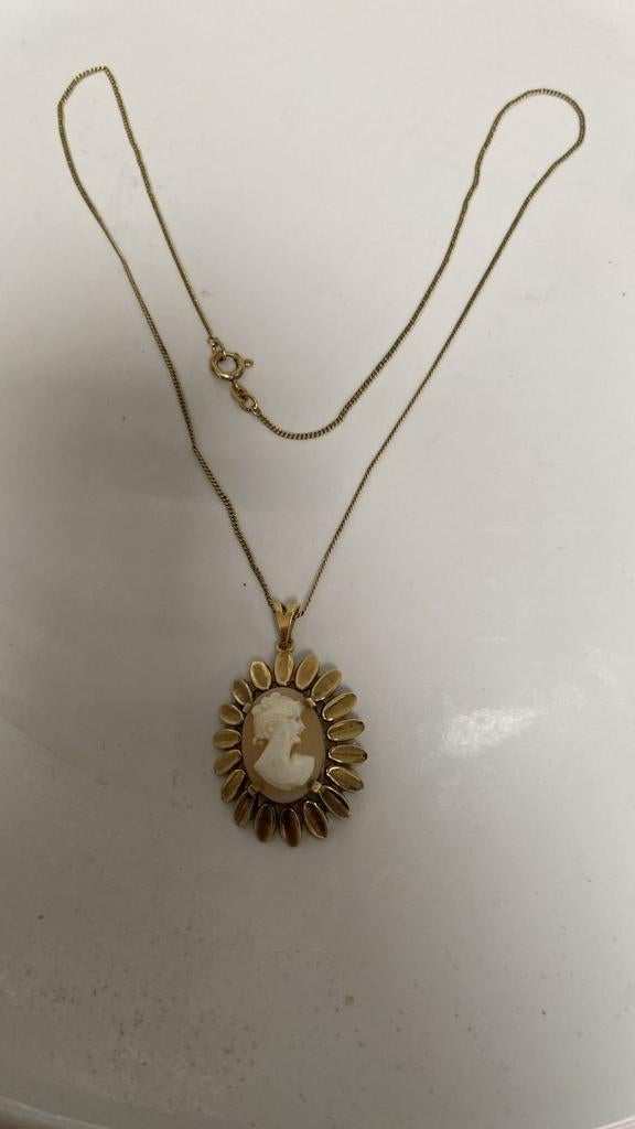Antieke camee hanger ketting, Verzenden, Overige materialen, Hanger