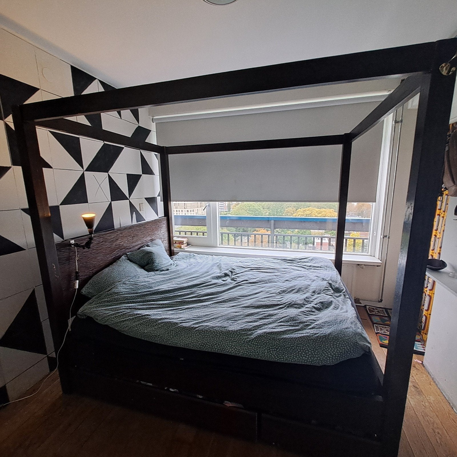 Hemelbed met opbergruimte - Tweepersoons, Huis en Inrichting, Gebruikt, Romantisch, Klassiek, Zwart, Tweepersoons