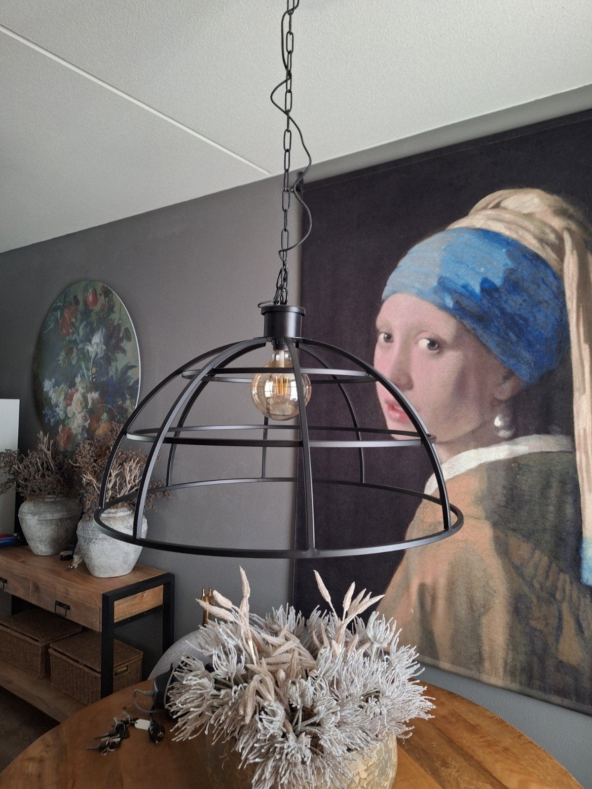 hanglamp, Huis en Inrichting, Ophalen, Zo goed als nieuw, Metaal, Industriële