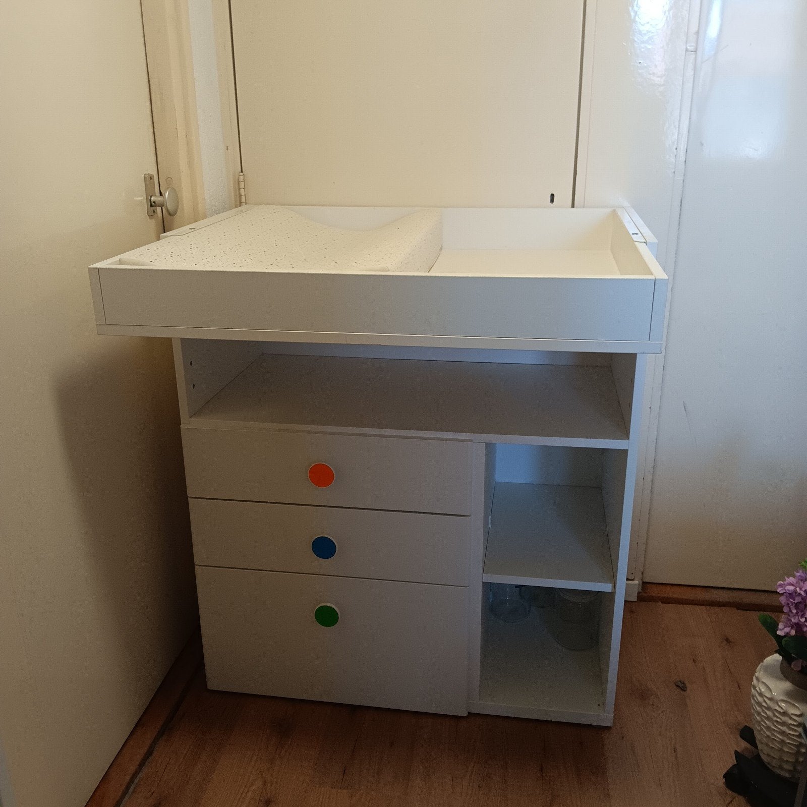 Witte Ikea Småstad commode met lades en opbergvakken, Ophalen, Gebruikt, 50 tot 70 cm, 100 cm of meer
