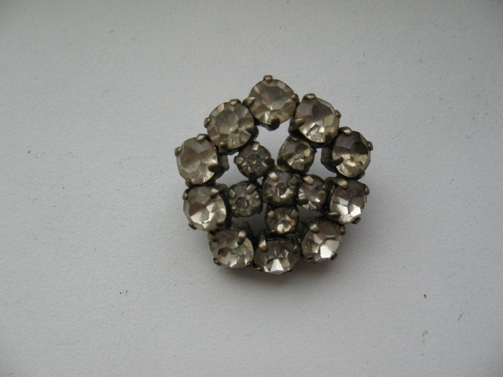1 Naturelkleurige Strass Steentjes Knoop  Vintage, Ophalen of Verzenden, Gebruikt, Knoop of Knopen