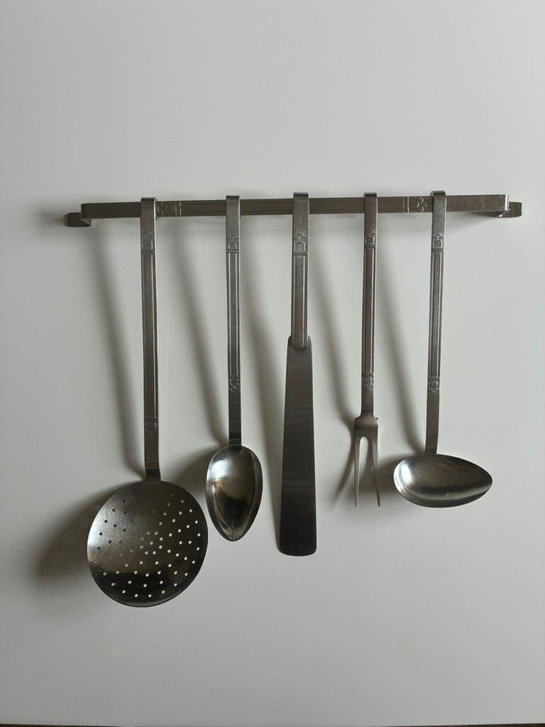 Vintage keukenlepels GERO stainless zilverkleurig, Antiek en Kunst, Antiek | Bestek, Ophalen of Verzenden