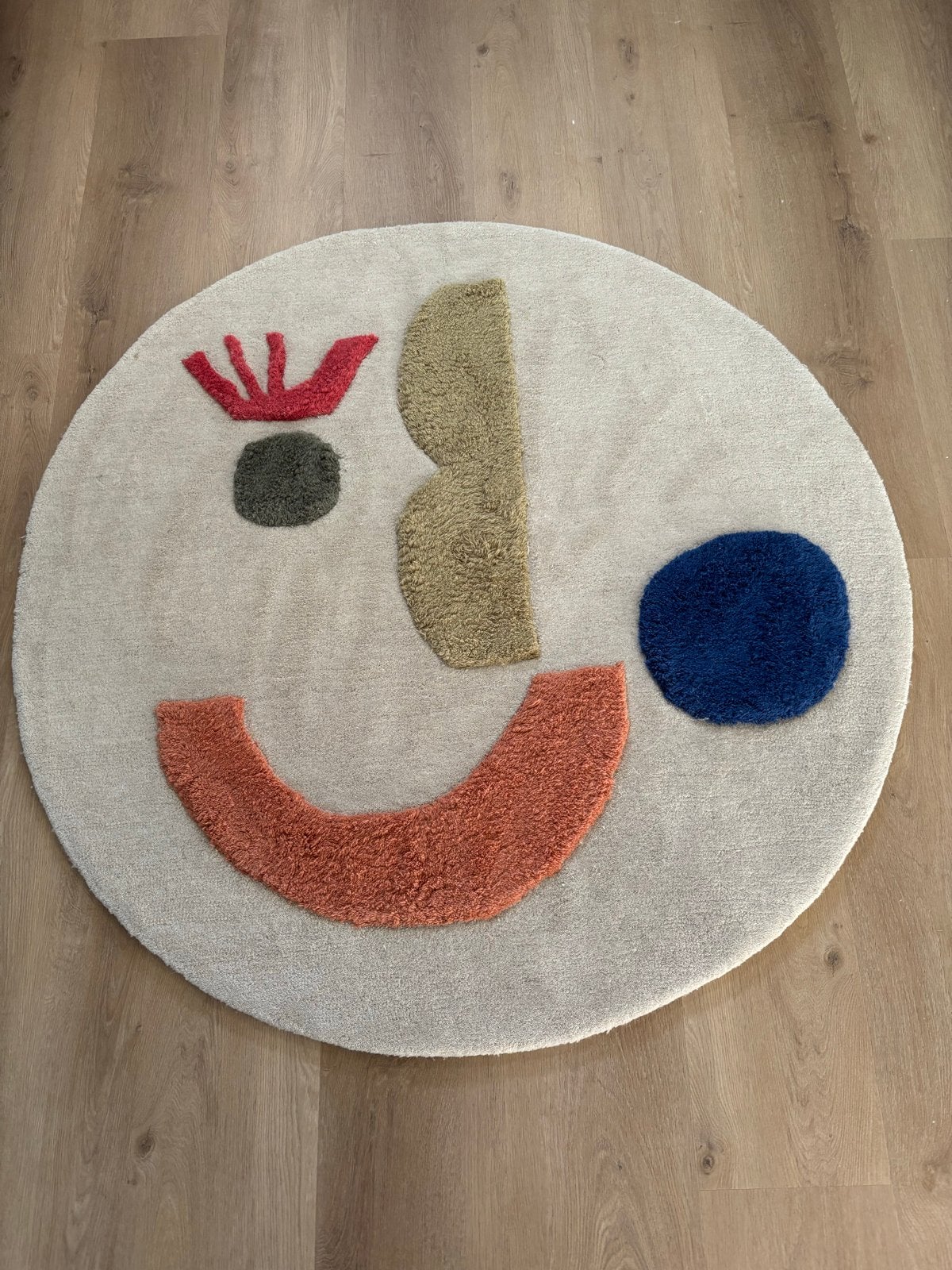 Ferm Living Panto Vloerkleed Ø130 Off-White, 100 tot 150 cm, Rond, Ophalen of Verzenden, Zo goed als nieuw