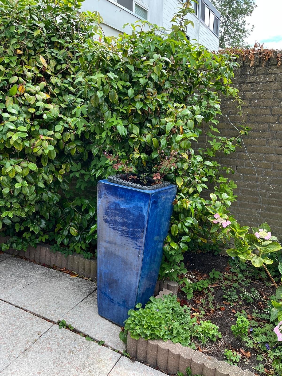 Set kobaltblauwe geglazuurde keramieken bloempotten, Tuin en Terras, Bloempotten, Ophalen, Gebruikt, 40 cm of meer, Aardewerk