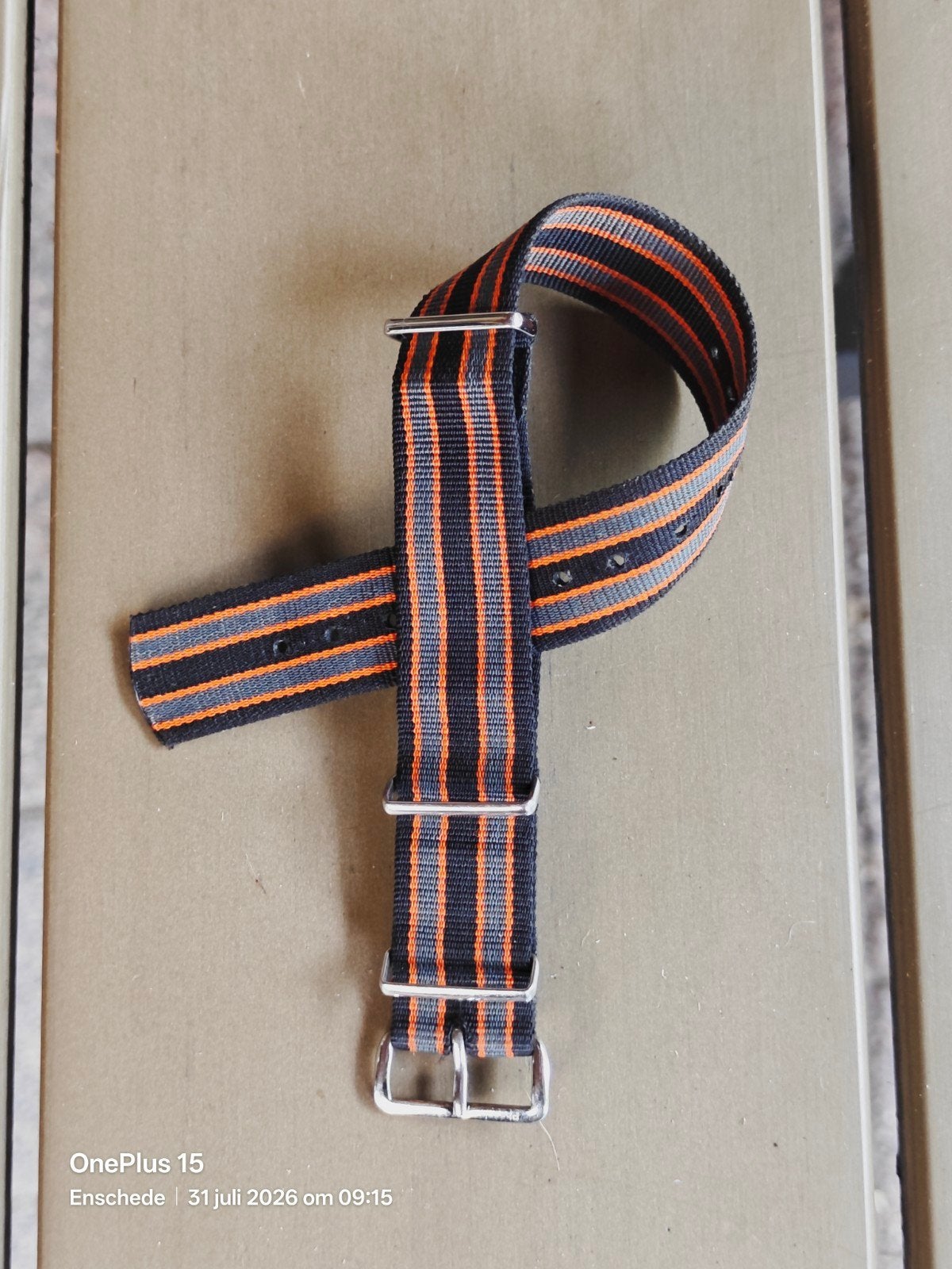 Phoenix Straps Ltd "Regimental" NATO 20mm Black/Orange/Grey., Ophalen of Verzenden, Zo goed als nieuw