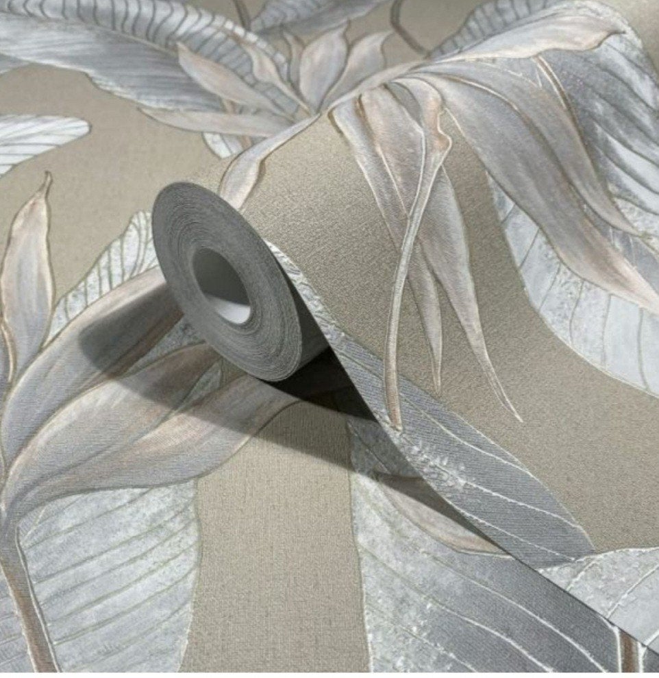 Behang Noordwand Whisper 36465 bladmotief vliesbehang, Ophalen of Verzenden, Beige