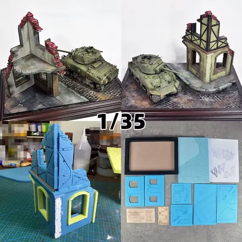 D-471,COR 1-35,DIORAMA GERMAN HOUSE RUIN WW2, Ophalen of Verzenden, Nieuw, 1:35 tot 1:50